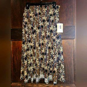 LuLaRoe Azure Skirt Size L Striped pattern with leaves. Great for fall Brand NEW